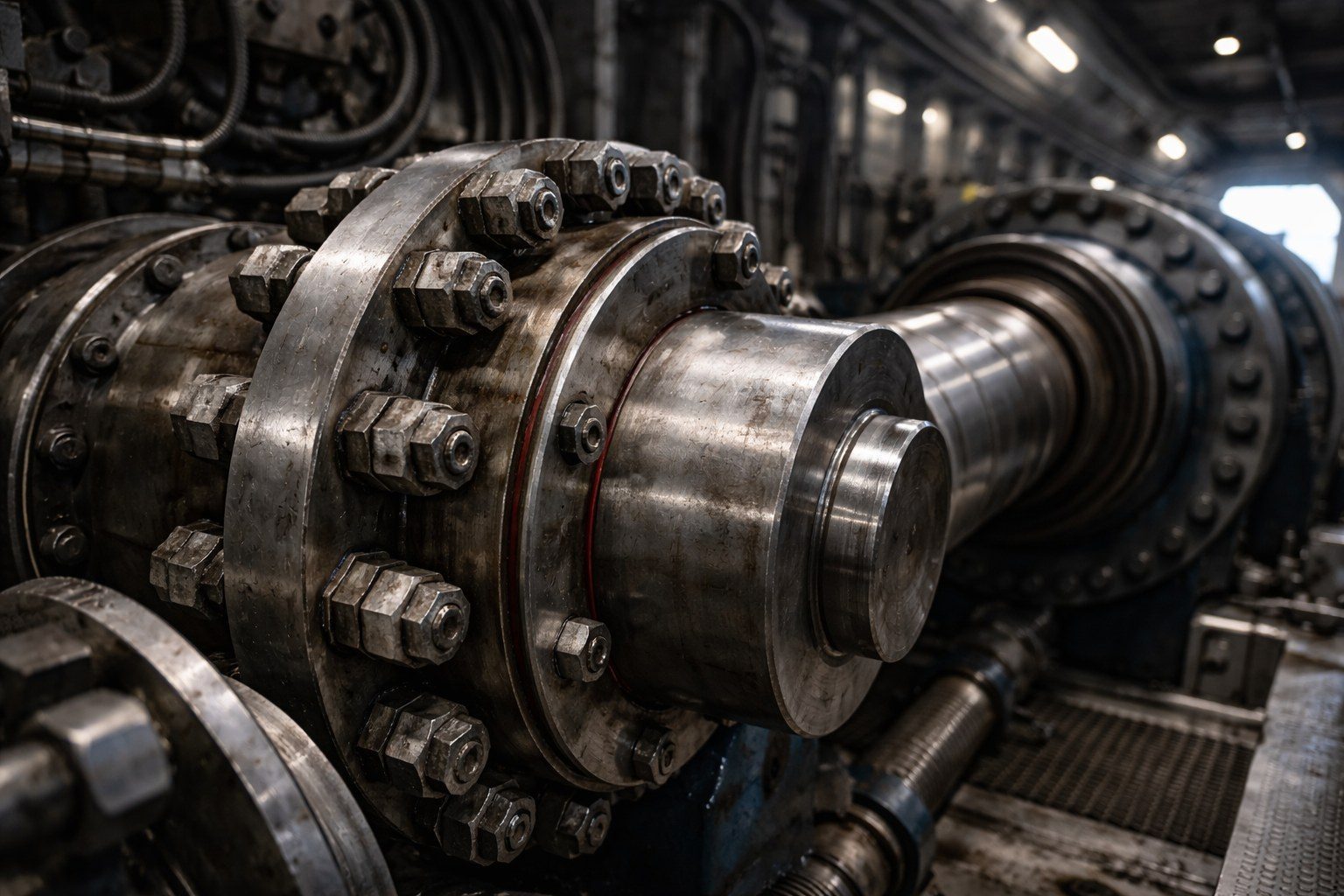 High-torque torsional coupling interface in industrial bolted assembly